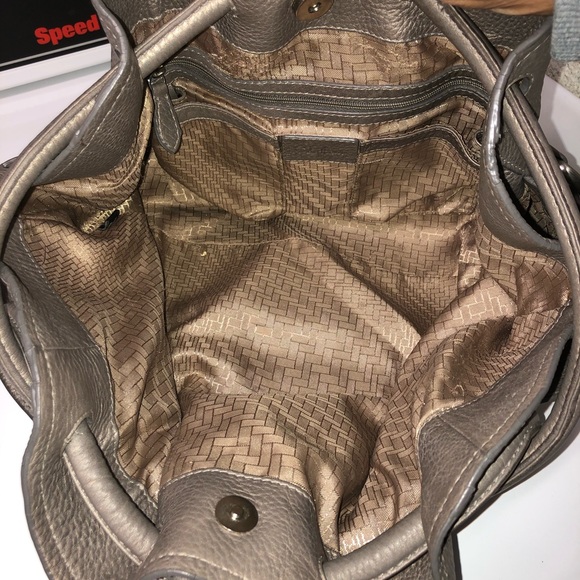 Cole Haan Pebbled Leather Bronze Metallic Hobo Bag - Picture 4 of 8